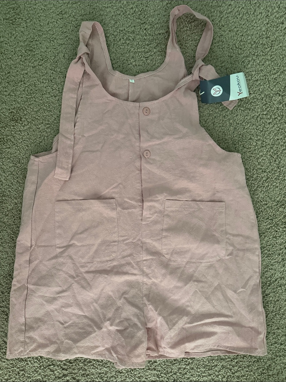 Tie-Shoulder Pink One-Piece Romper by yokou
